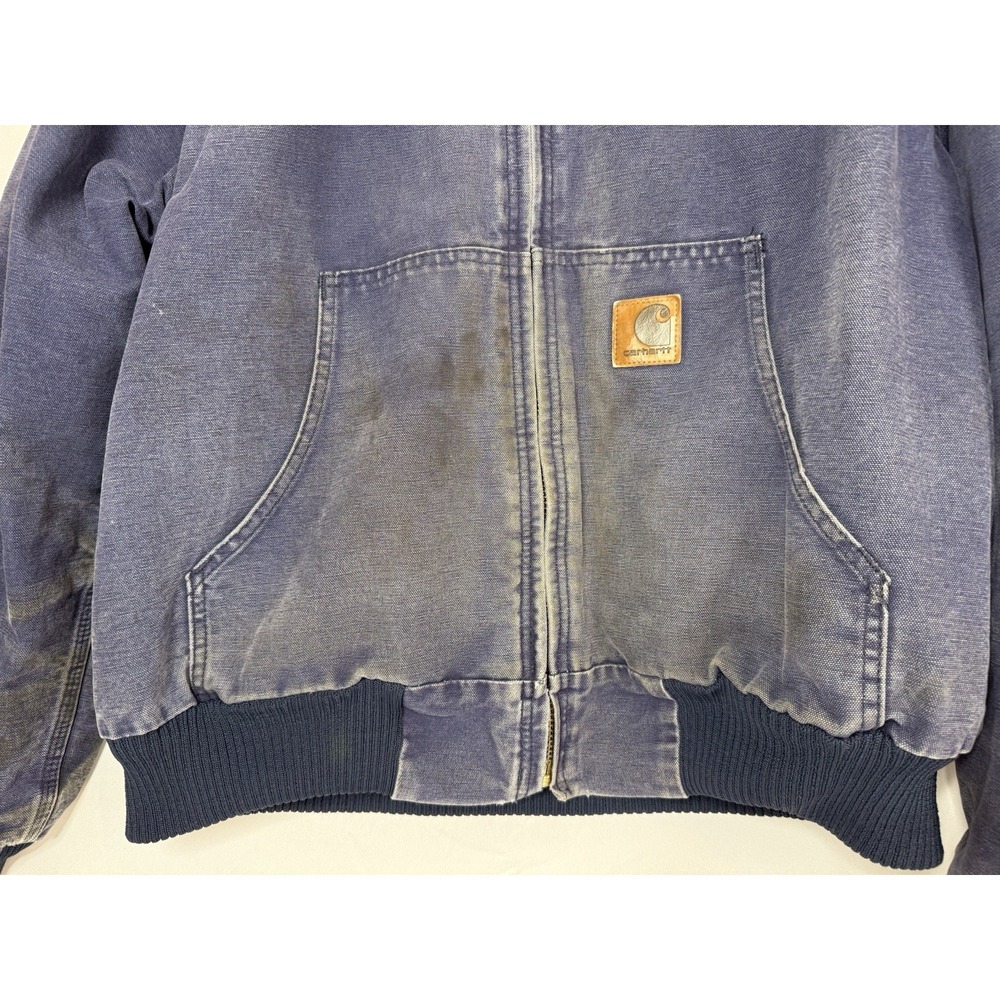 Vintage Carhartt 376-20 Navy Blue Destrsssed Rental Workwear Jacket Size Large - Picture 3 of 13